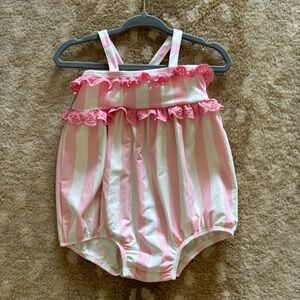 EUC TBBC baby one piece swim bubble with snap bottom 6-12 months